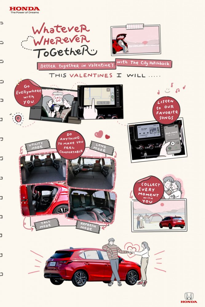 เปิด 5 ทริค เติมความสวีตรับวาเลนไทน์ กับรถแฮทช์แบ็ก 5 ประตูยอดฮิต “ฮอนด้า ซิตี้ แฮทช์แบ็ก ใหม่” มูฟทุกโมเมนต์ จัดเต็มความโรแมนติกชุ่มฉ่ำหัวใจ
