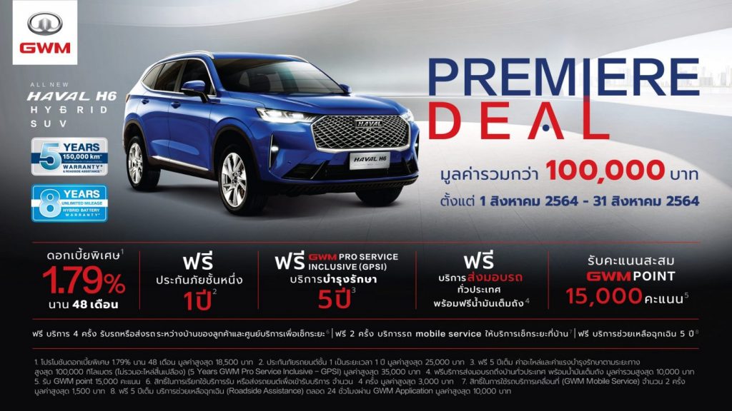 เกรท วอลล์ มอเตอร์ ขยายเวลาแคมเปญ PREMIERE DEAL พร้อมเดินหน้าส่งมอบ All New HAVAL H6 Hybrid SUV ให้กับลูกค้าทั่วประเทศ